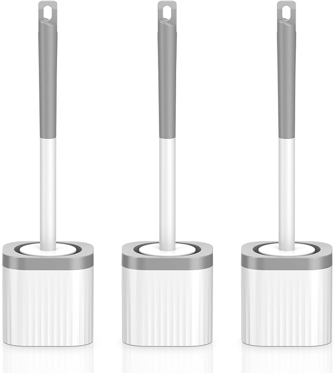 Toilet Brush, Compact Toilet Brush and Holder Set by EZKEY