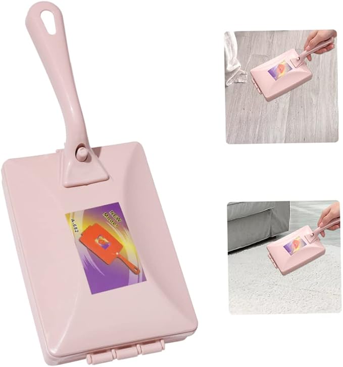 Carpet Debris Brush Double-Roller Sofa Sweeper Handheld Dusting Cleaner Pink - Image 2