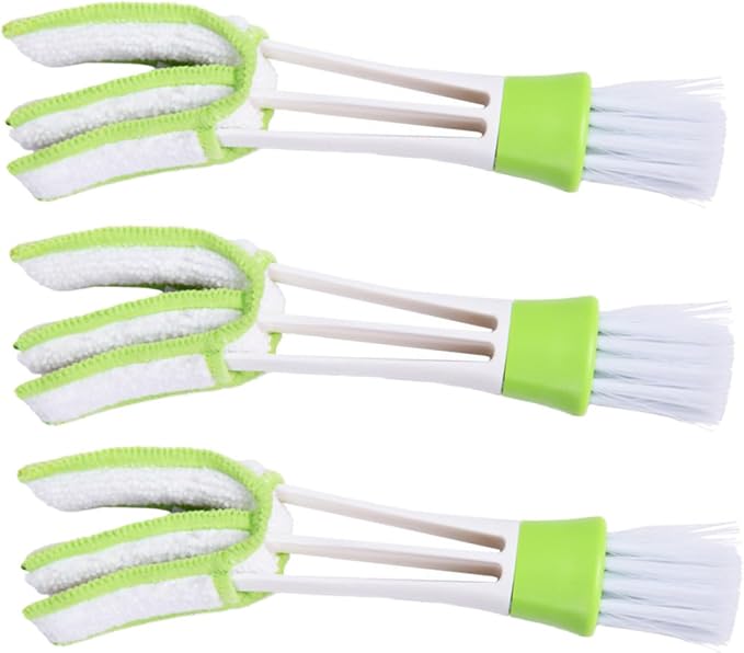 GLEAVI 3pcs Double-Ended Car Air Vent Cleaning Brush Set Green, Air Conditioner by GLEAVI