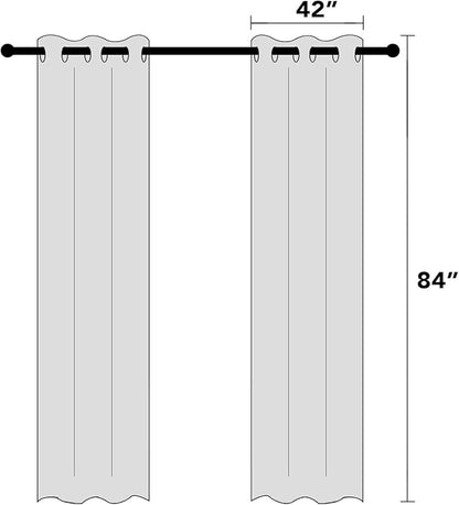PrinceDeco Linen Blackout Curtains 84 inch Length 2 Panels Set 100% Blackout Linen Texture Curtains for Bedroom Living Room Window Treatment Drapes with White Liner,Bleached Sand,42" W x 84" L
