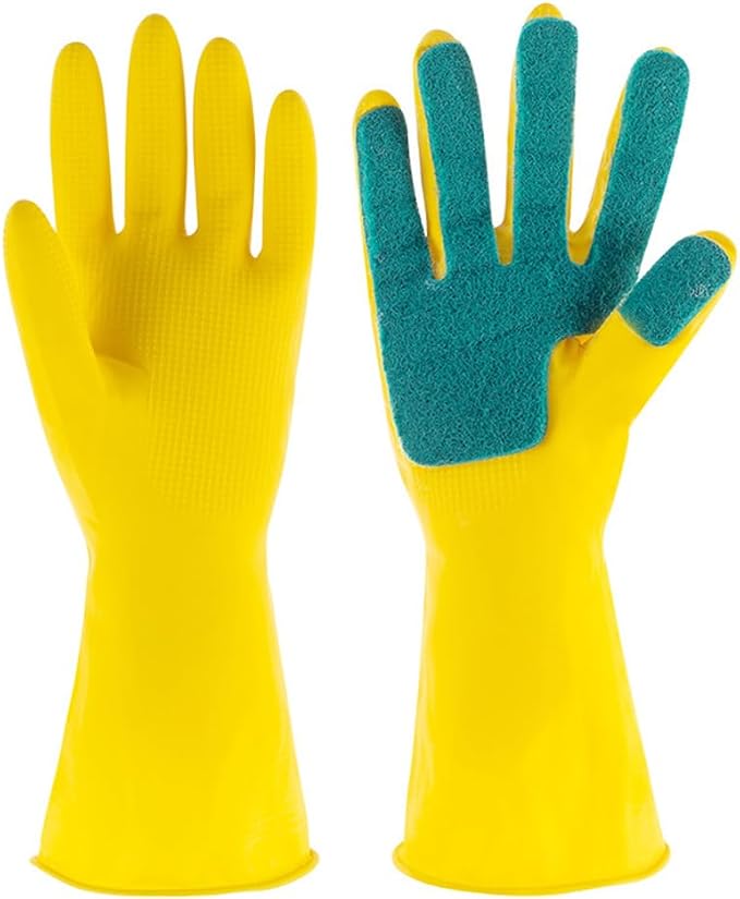 2 Pairs Latex Gloves Kitchen Dishwashing Gloves Kitchen Latex Gardening by LALAFINA
