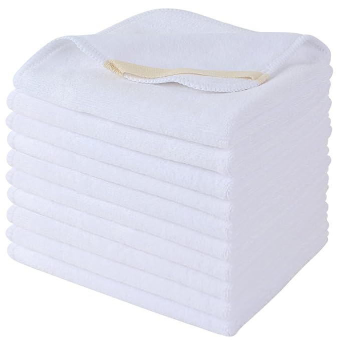 SINLAND Microfiber Facial Cloths Fast Drying Washcloth 12inch x 12inch White 10 by SINLAND