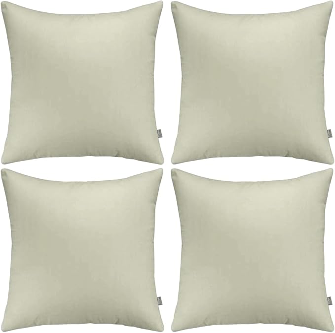 4-Pack 100% Cotton Comfortable Solid Decorative Throw Pillow Case,Thmyo Square Cushion Cover Pillowcase Sublimation Blank Pillow Covers DIY Throw Pillowcase for Sofa Bedroom(22x22 inch/ 55x55cm,Beige)