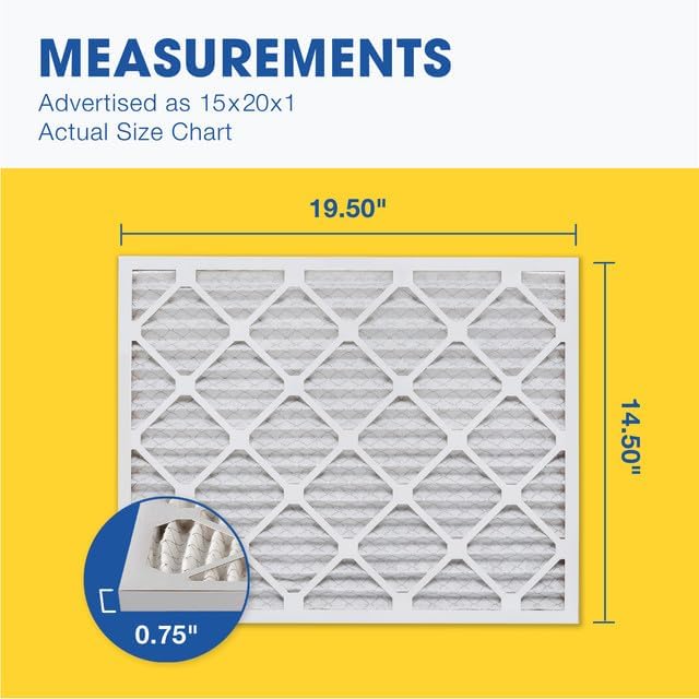 Aerostar 15x20x1 MERV 13 Pleated Air Filter, AC Furnace Air Filter, 6 Pack - Image 2