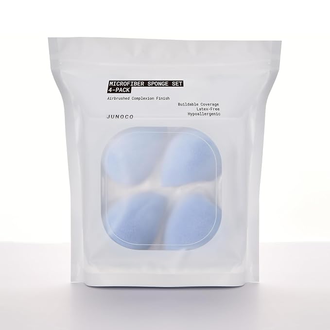JUNO & Co. Microfiber Makeup Sponge Set 4-Pack, Dual Layer Technology and by JUNOCo