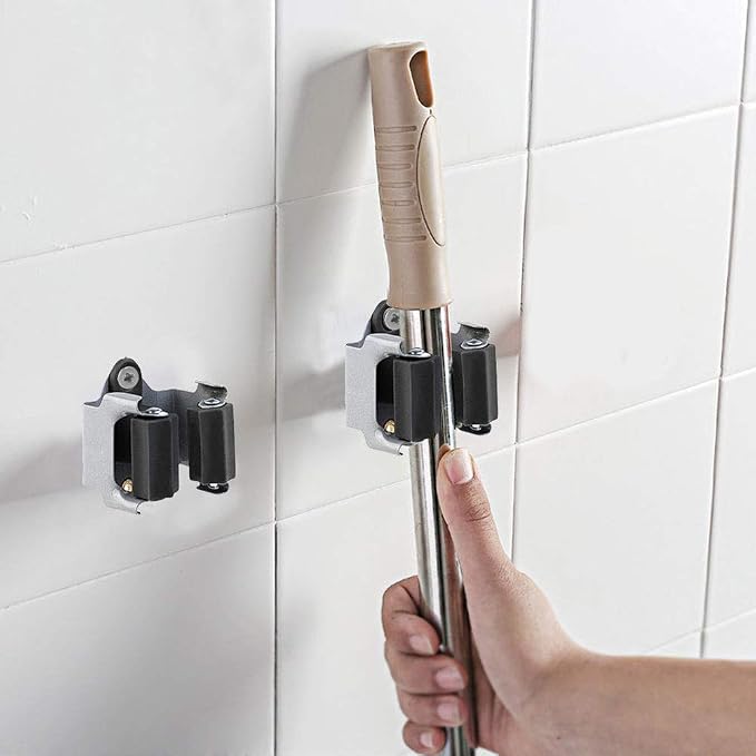 Broom Holder Wall Mount 10 Pack Heavy Duty Metal Mop Broomstick Shovel Handle - Image 6