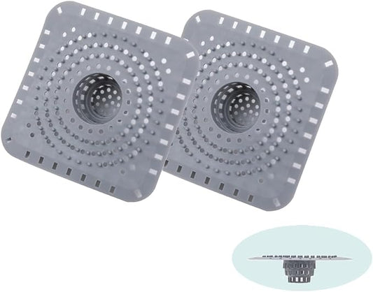 Drain Hair Catcher, Bathtub Drain Protecto 2 PCS （Gray Square） by YAKRIOES