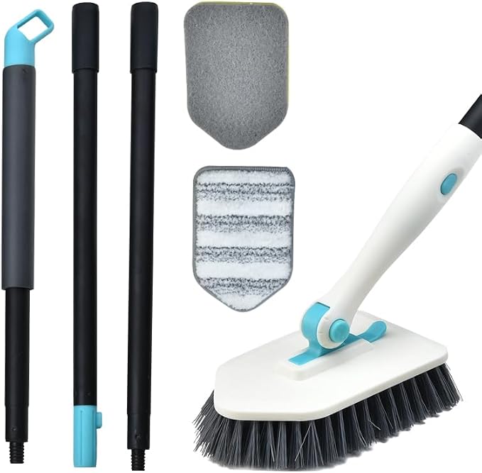 Long Handled Scrub Brush for Shower, 3-in-1 Cleaning Brushes by HOME