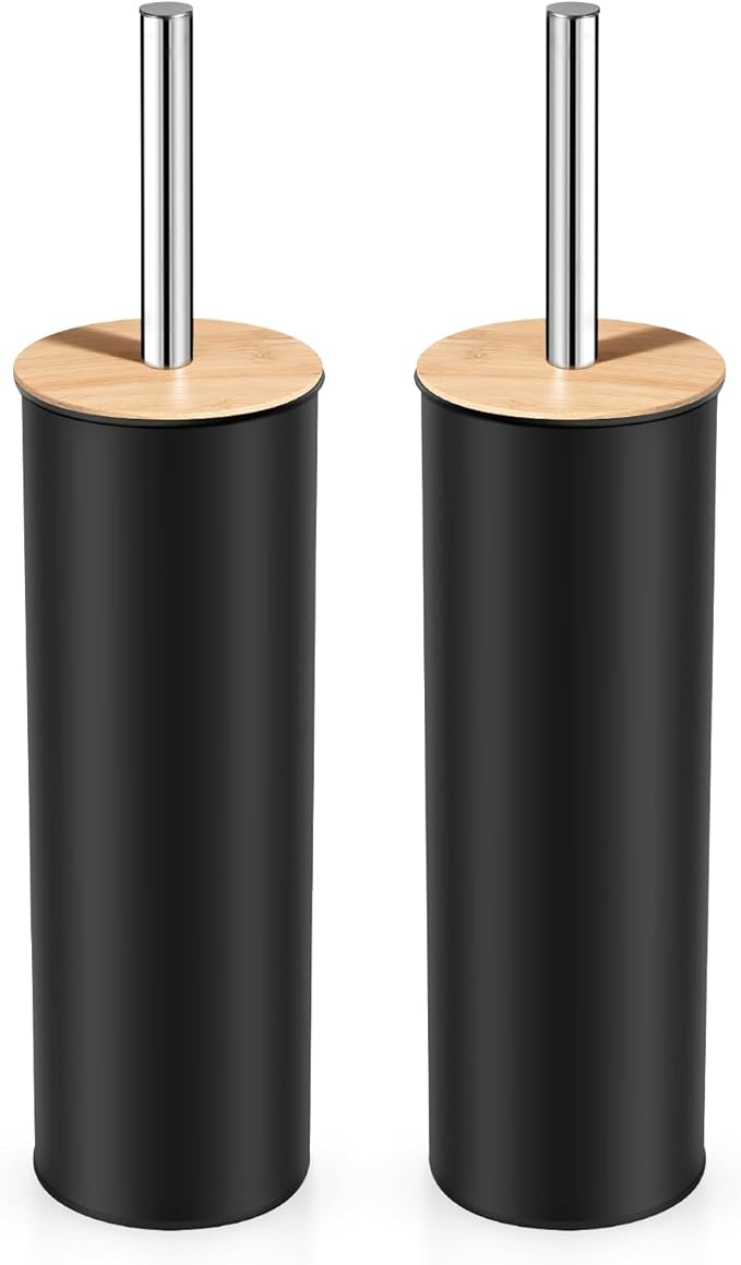 Compact Toilet Brush and Holder 2 Pack, SetStainless Steel Handle Toilet Brush by Unknown