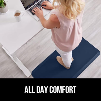 GORILLA GRIP Comfortable Cushioned Kitchen Mats for Floor, 48x20, Waterproof and Stain Resistant Soft Top, 3/4 Inch Thick Ergonomic Standing Desk Anti Fatigue Mat, Foam Supports Ankles and Feet, Navy