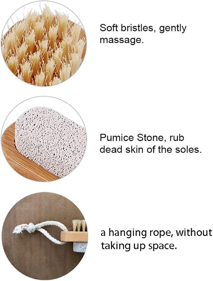 2 Pcs 2-in-1 Pumice Stone and Brush, Wooden Cleaning Fingernail Scrub Brush - Image 2