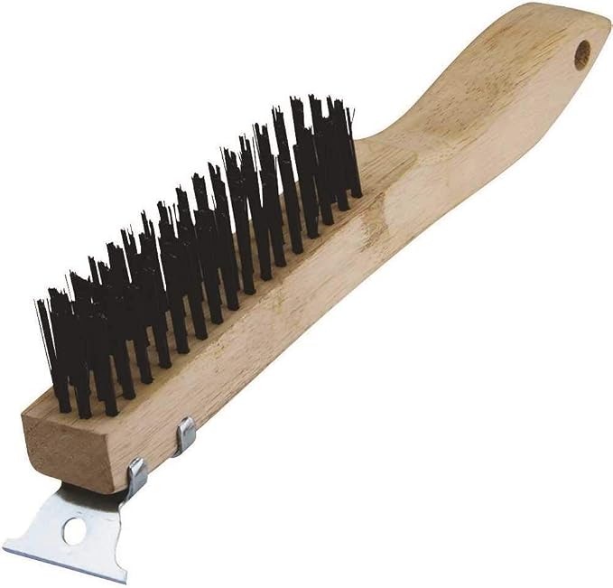 Warner 10" 4x16 Row, Wood Handle Wire Brush w/Scraper by WarnerManufacturingCo