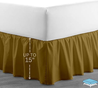 Ruffle Bed Skirt with Split Corners, Microfiber Dust Ruffled for a Perfectly Tailored Bedding Ensemble, Wrinkle and Fade Free, Easy Fit, Queen Size 15 Inch Drop, Taupe
