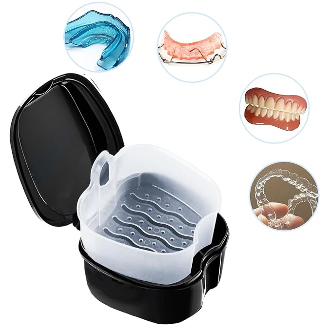 3 Pack Retainer Cleaner Case Partial Denture Cleaning Case Cup and Brush - Image 2
