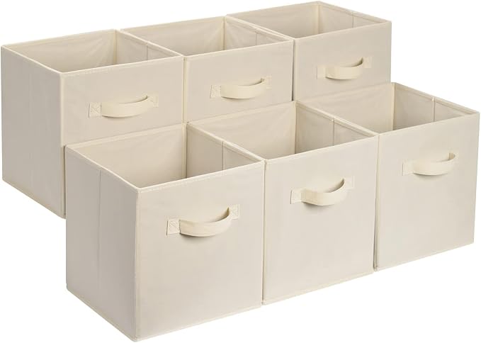 Amazon Basics Collapsible Fabric Storage Cube Bins Organizer by AmazonBasics