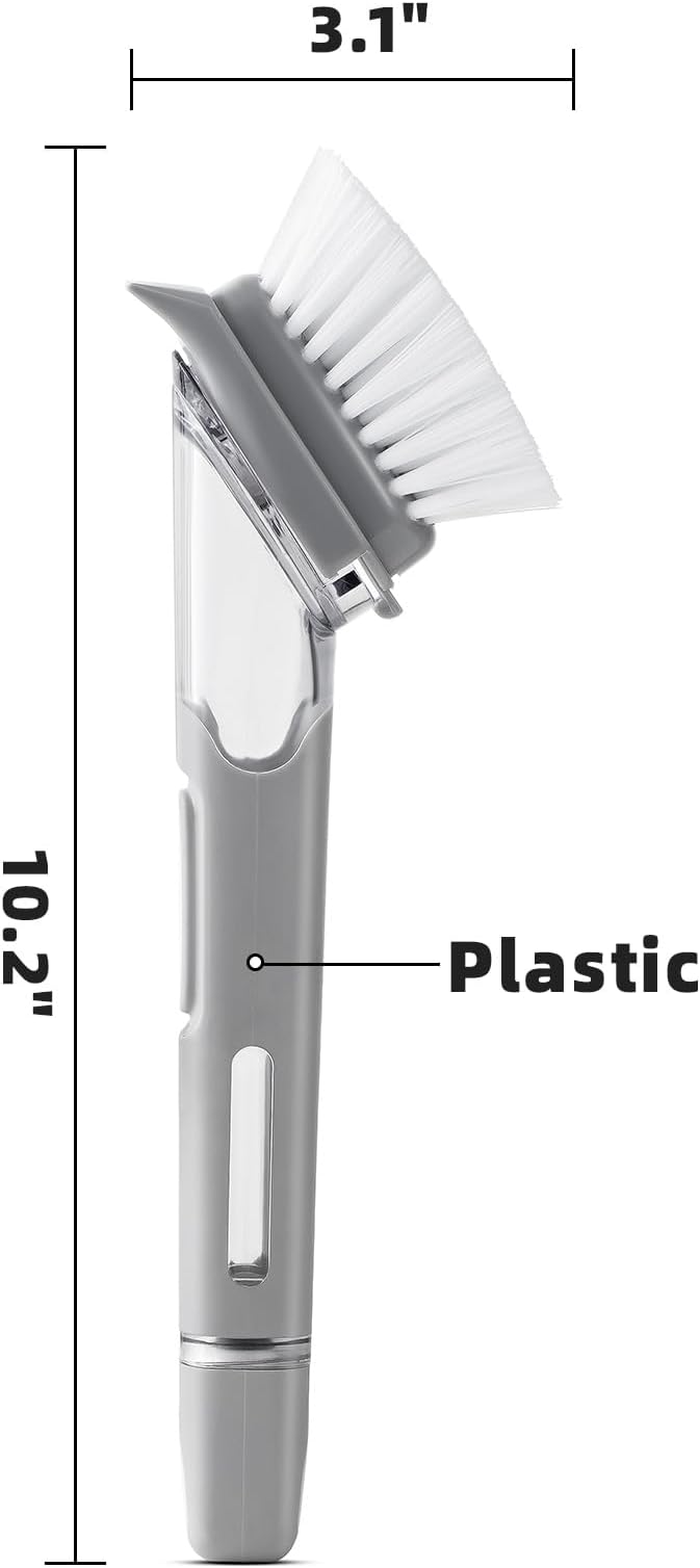 SUBEKYU Dish Brushes with Soap Dispenser, Kitchen Dish Scrubber Brushes with - Image 3
