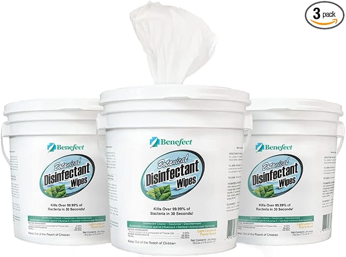 Benefect Botanical Disinfectant Wipes – 750 Sanitizing Wipes. 3 Pack of 250 by Benefect
