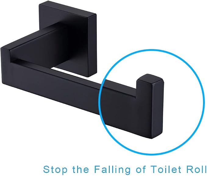 TASTOS Toilet Paper Holder Matte Black, Toilet Tissue Roll Holders Dispenser - Image 5
