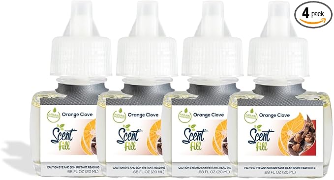 Scent Fill Orange Clove Plug in Air Freshener, 4 Scented Oil Refills by ScentFill