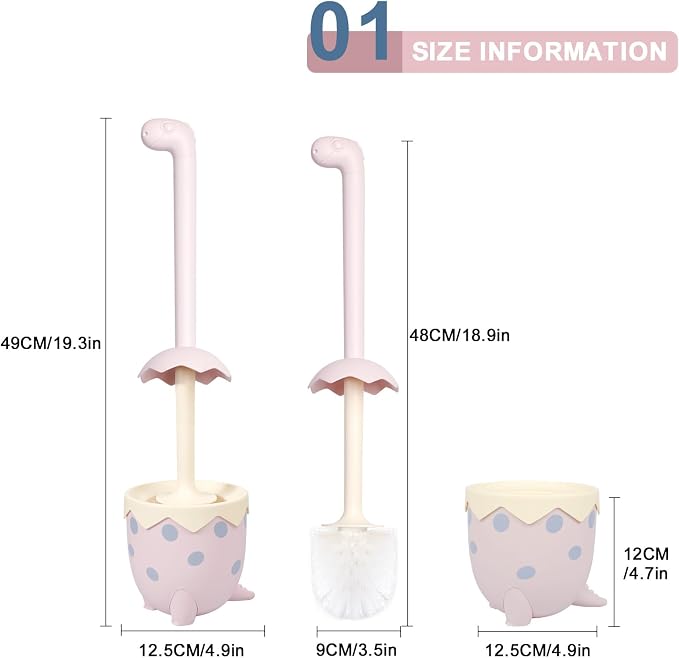 Dinosaur Shape Toilet Brush, TPR Bristles - Image 2