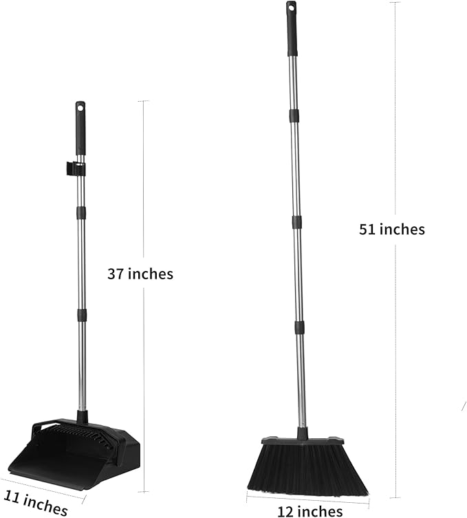 3-Pack Upright Broom with Dustpan Combo Set, Commercial Broom and Dustpan Set - Image 9