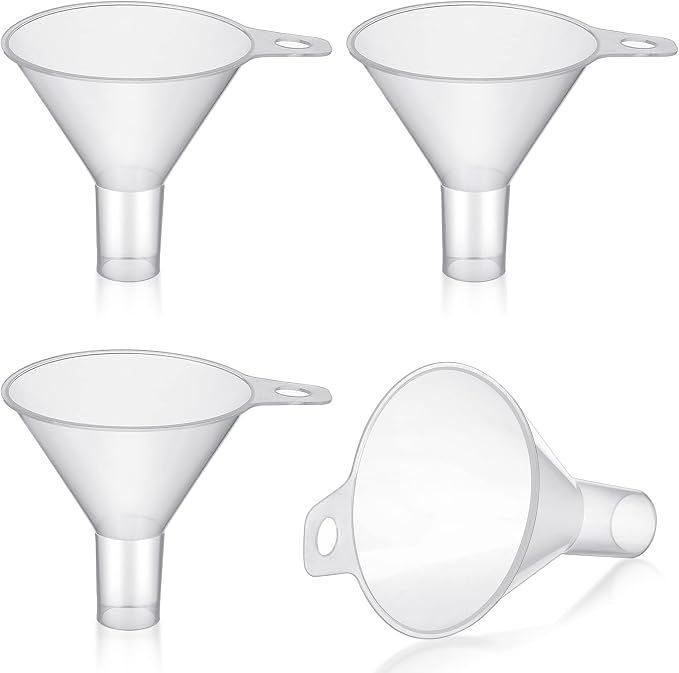 4 Packs Small Plastic Funnel for Filling Small Bottles 2.56 Inch Clear Wide by Yetene