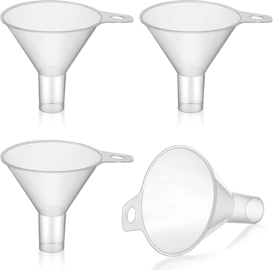 4 Packs Small Plastic Funnel for Filling Small Bottles 2.56 Inch Clear Wide by Yetene