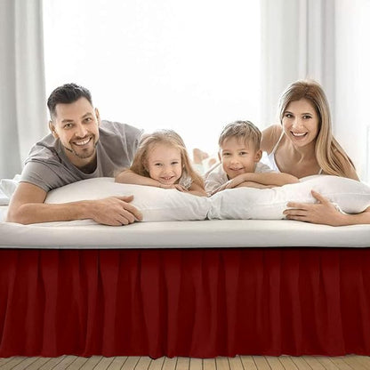 Ruffle Bed Skirt with Split Corners, Microfiber Dust Ruffled for a Perfectly Tailored Bedding Ensemble, Wrinkle and Fade Free, Easy Fit, Queen Size 18 Inch Drop, Burgundy