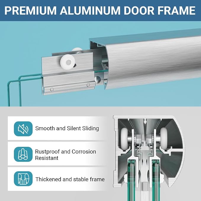 Glass Sliding Shower Door 56-60" W x 72" H, Semi Frameless Double Sliding - Image 3
