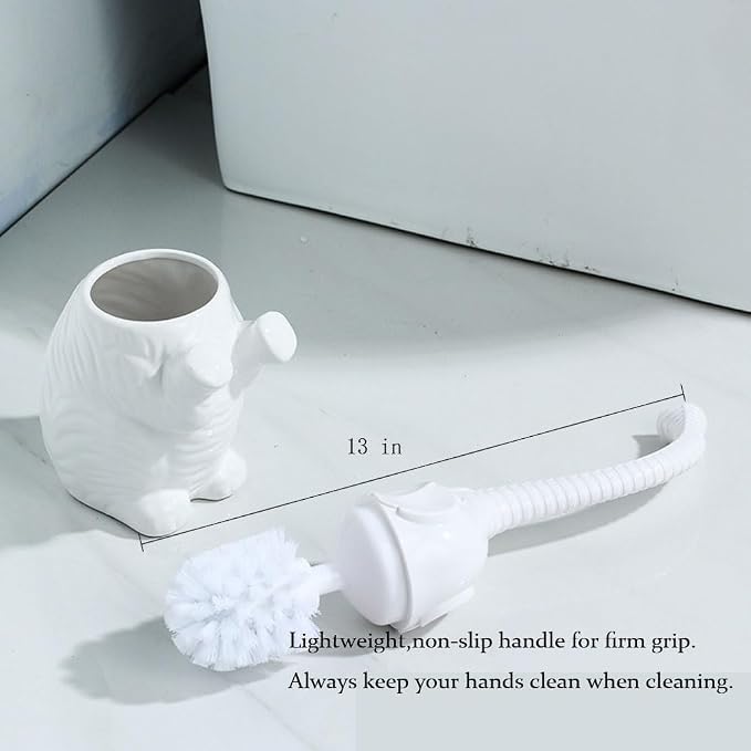 Toilet Brush and Holder Set, Modern Ceramic Toilet Bowl Brush Holder, Cute - Image 4