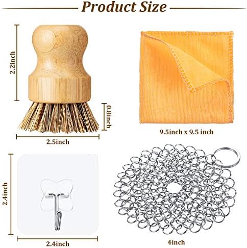 Patelai 7 Pieces Cast Iron Cleaner Set Include Stainless Steel Chainmail - Image 3