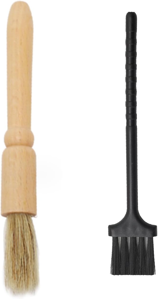2 Pack Coffee Grinder Cleaning Brush Heavy Wood Handle Natural Bristles Dusting by YAFIYGI