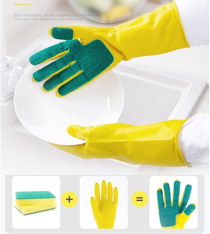 2 Pairs Latex Gloves Kitchen Dishwashing Gloves Kitchen Latex Gardening - Image 5