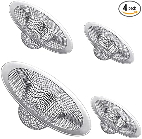 Maxware 4PCS Heavy Duty Stainless Steel Sink Strainer, Sink Basket Set by Home