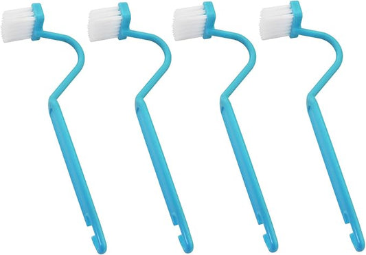 4PCS V-Shape Plastic Curved Brush Blue 7.9x1.4 inch Toilet Corner Edge Cleaning by ZZLZX