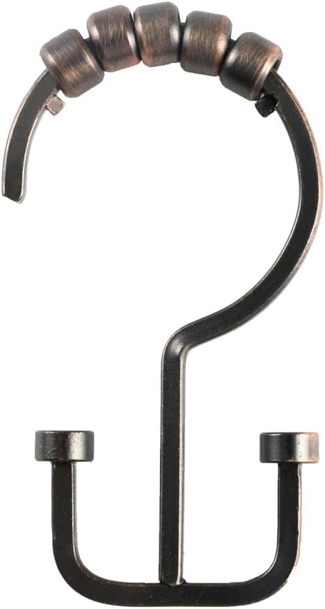 Utopia Alley HK1RB Deco Flat Double Roller Shower Curtain Hooks; Oil Rubbed - Image 2