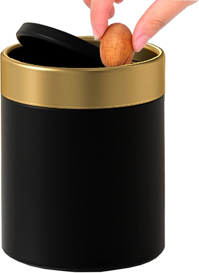 Mini Trash Can with Lid, Metal Small Tiny Mini Trash Bin Can, Mini Countertop by JILLICK
