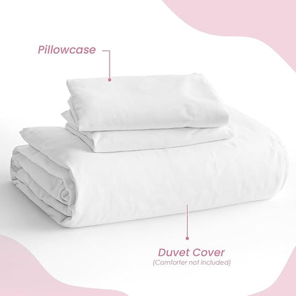 SANDJEST White Duvet Cover Sets Full Size for Kids Boys Girls, Incude 1 Polyester Comforter Cover 80x90 Inches and 2 Pillowcases 20x26 Inches, Comforter Not Included, Gift for Christmas Birthday