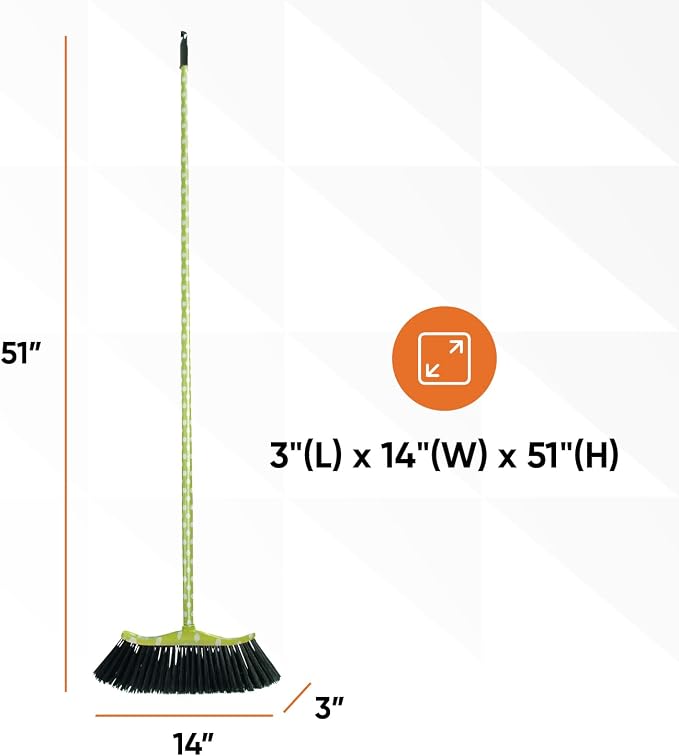 Polka Dot Design Broom with White Plastic Dustpan, Sweep Set Indoor and Outdoor - Image 2