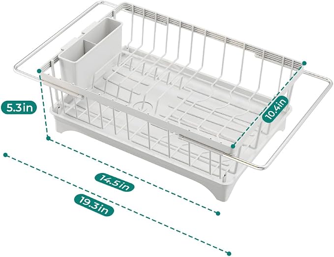 Small Dish Drying Rack in Sink, Expandable Stainless Steel Dish Drainers - Image 3
