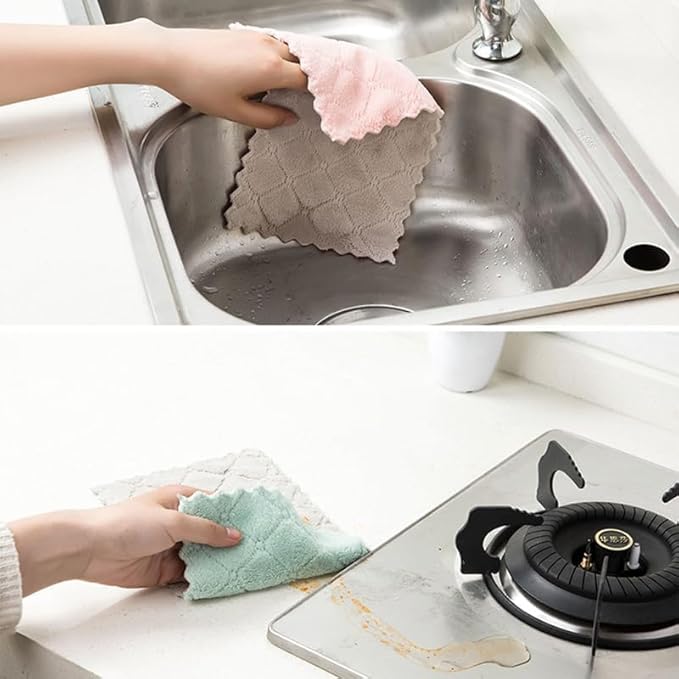 24 Pack Cleaning Cloth Kitchen Cloth, Dish Towels Super Absorbent Coral Velvet - Image 3