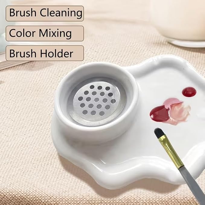 2-in-1 Ceramic Nail Art Brush Cleaner & Palette, Professional Manicure Brush - Image 3