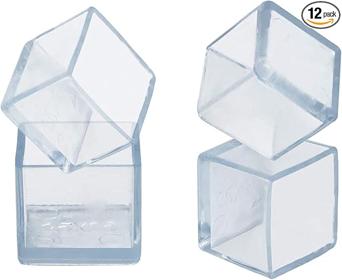Still Awake 12 Pcs Transparent Square Anti-Slip Rubber Leg Tips Chair Leg Caps by Unknown