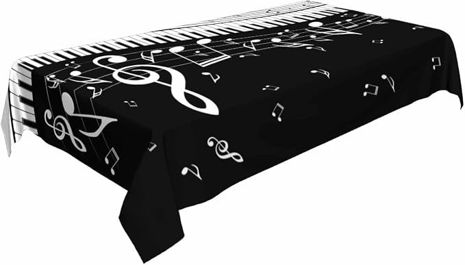 Piano Music Musical Notes Table Linens 52x70 Classical Black White Piano Keys - Image 2