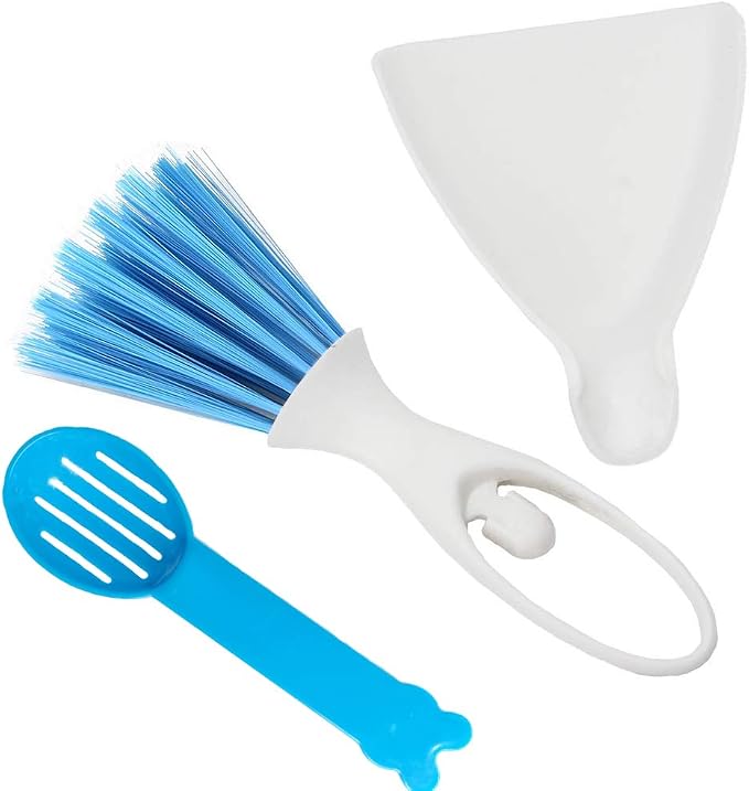SEIS 3 Pack Hamster Dustpan and Broom Set Mini Guinea Pig White Dancer Design by SEISPetSupplies