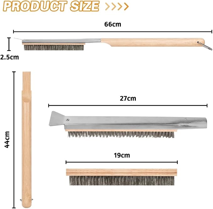Pizza Oven Brush, BBQ Grill Cleaning Brush Non Scratch Heat Proof Stainless - Image 2