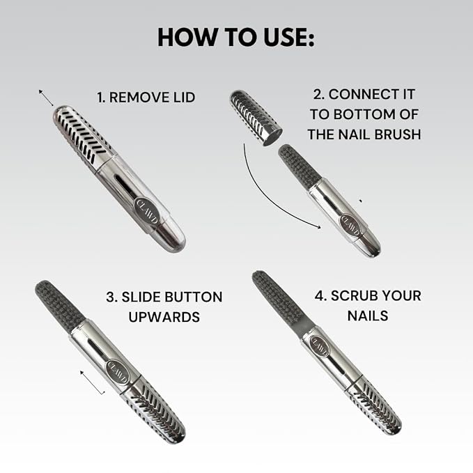 CLAWD Nail Brush for Cleaning Fingernails | Soft Bristle Portable Travel Nail - Image 7