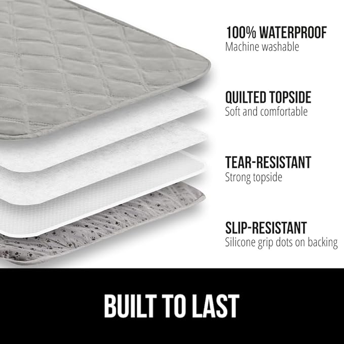 GORILLA GRIP Waterproof Bed Cover for Dogs, 82x82, Gripped Slip Resistant Backing, Leak Proof Washable Dog Blanket Covers Sofa, Couch, Sectional, Crate, Car, RV Seats, Pet Puppy Essentials, Light Gray