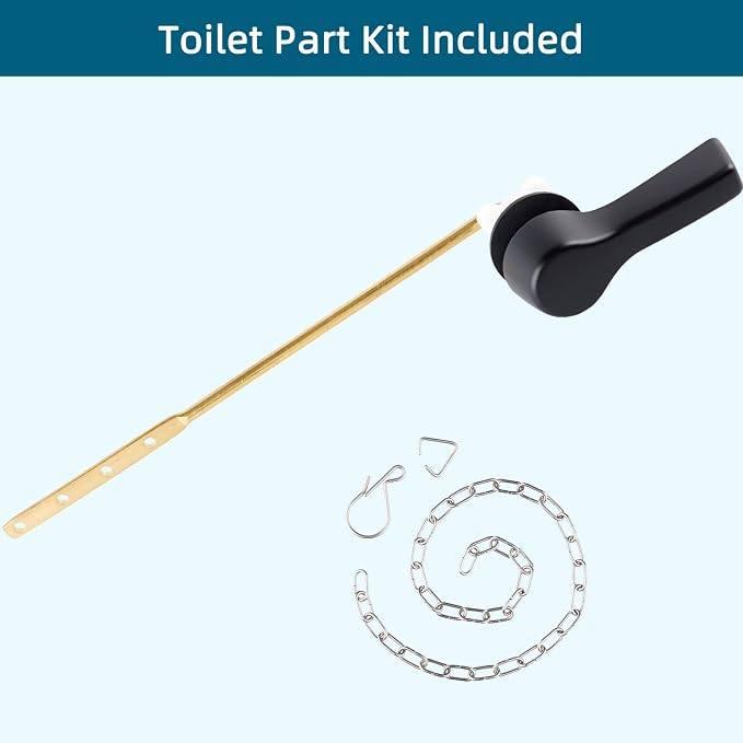 Black Metal Toilet Handle Lever Flush Replacement, Universal Front Mount Toilet - Image 4