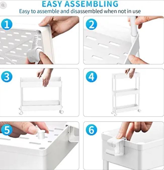 SPACEKEEPER Storage Rolling Cart, 3 Tier Laundry Room Organization Utility Cart - Image 8